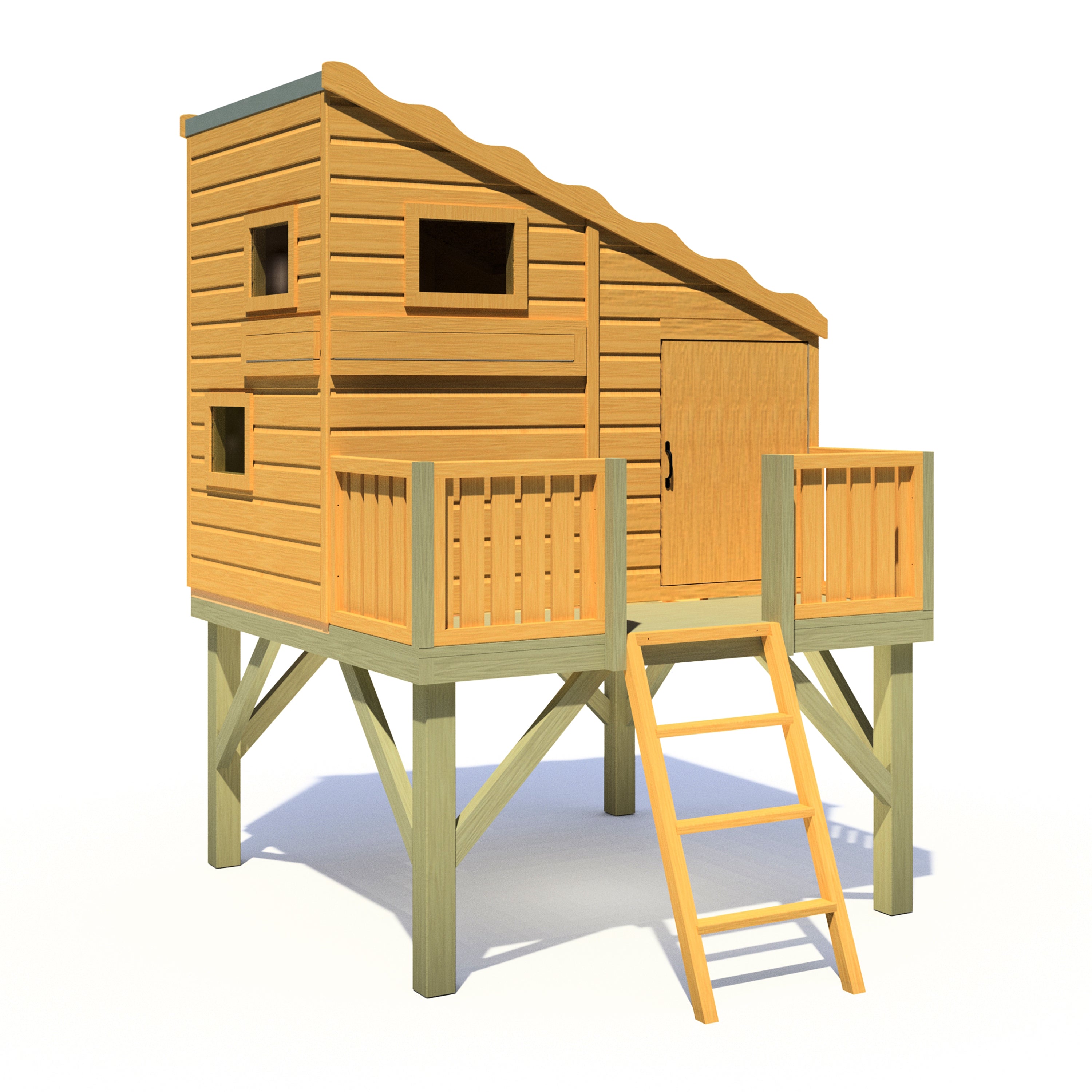 Shire Command Post with Platform Playhouse + Slide 6x4