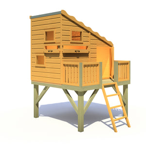 Shire Command Post with Platform Playhouse + Slide 6x4