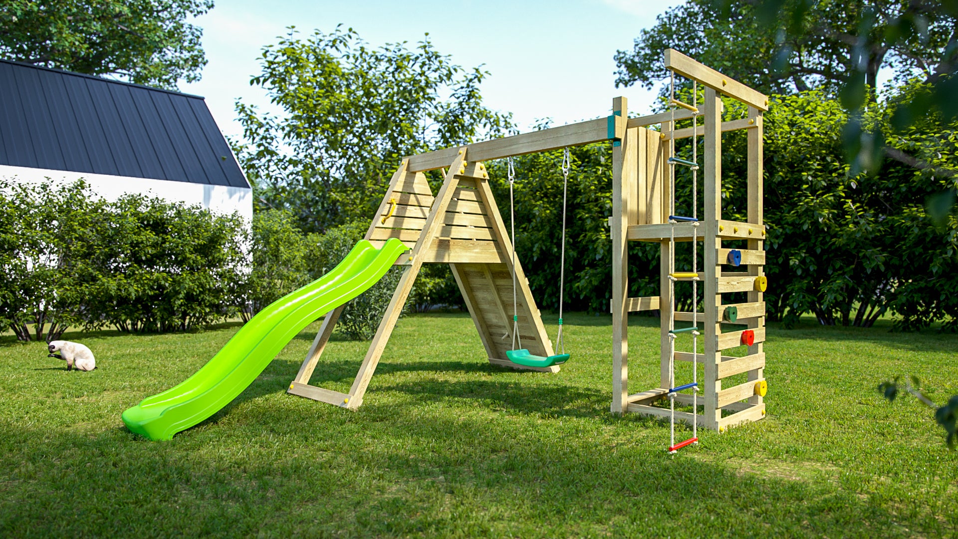 Shire Climber Kids Wooden Multi Play Set Equipment