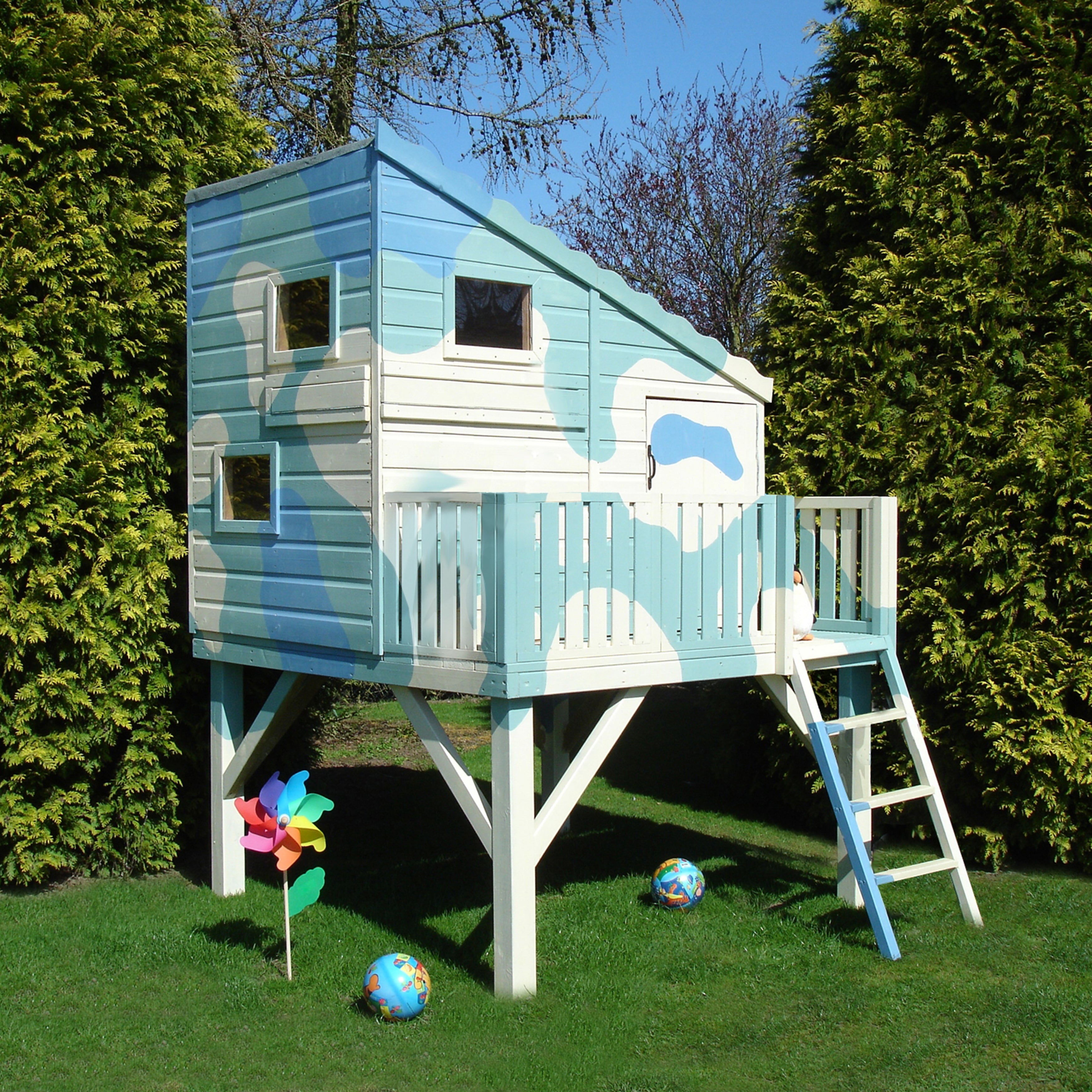 Shire Command Post with Platform Playhouse + Slide 6x4