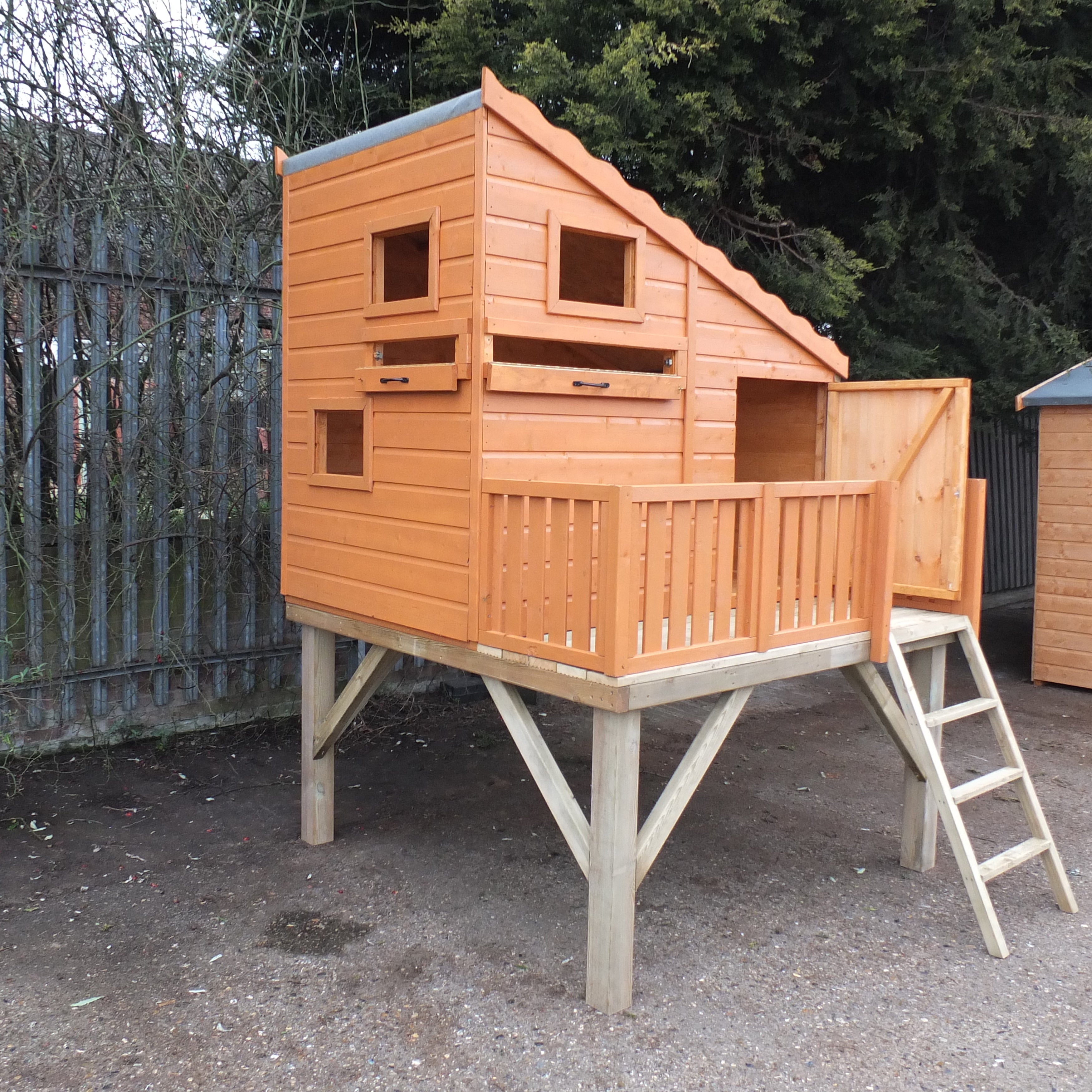 Shire Command Post with Platform Playhouse + Slide 6x4