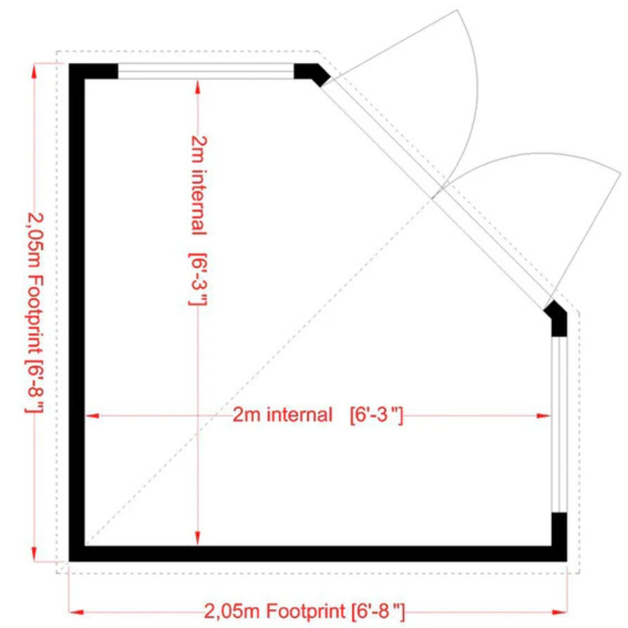 Shire Corner Pressure Treated Double Door Shed 7x7