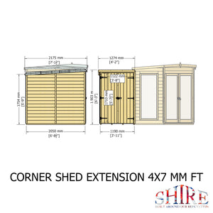 Shire Hampton Summerhouse with Side Shed - 7x11