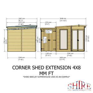 Shire Barclay Summerhouse with Side Shed - 8x12