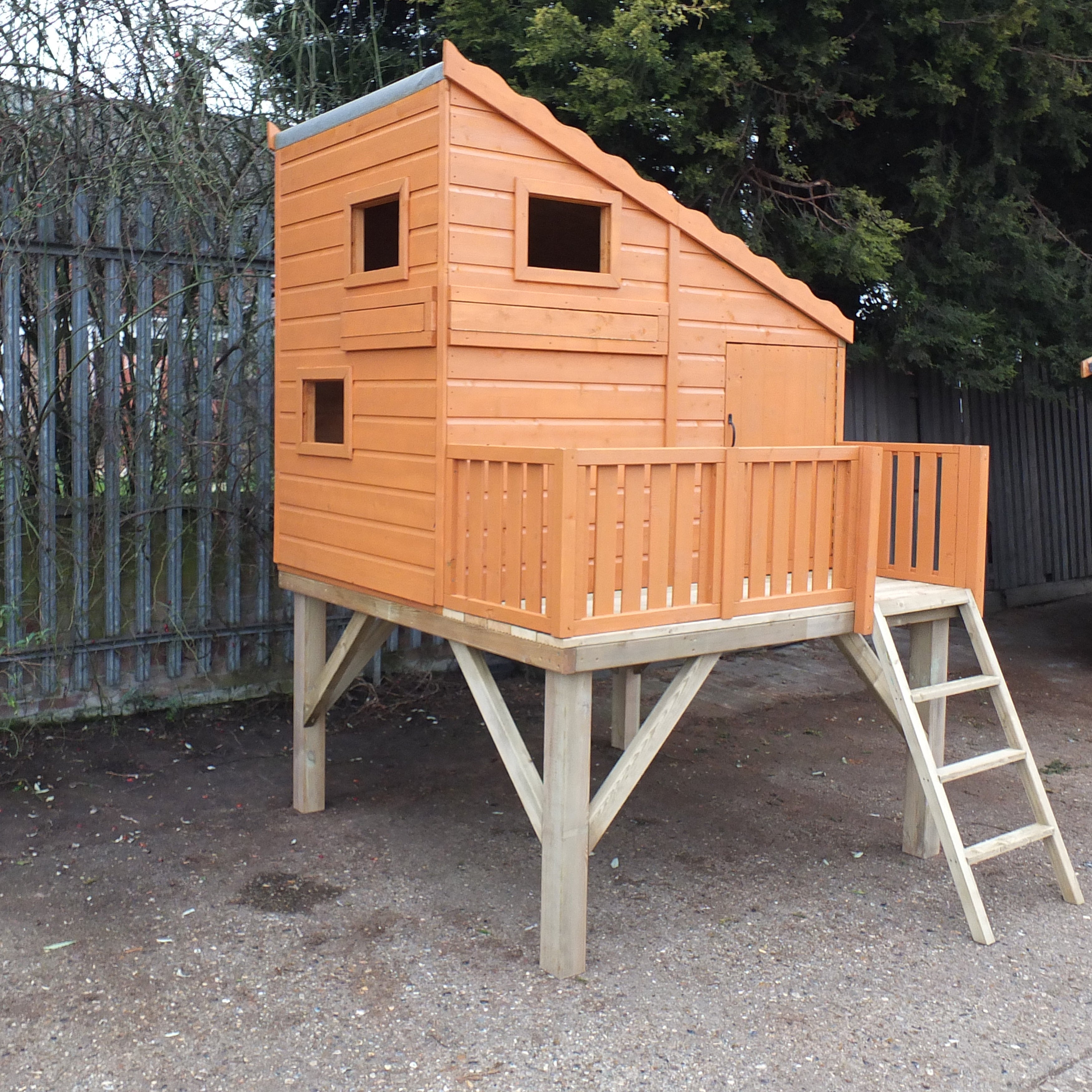 Shire Command Post with Platform Playhouse + Slide 6x4