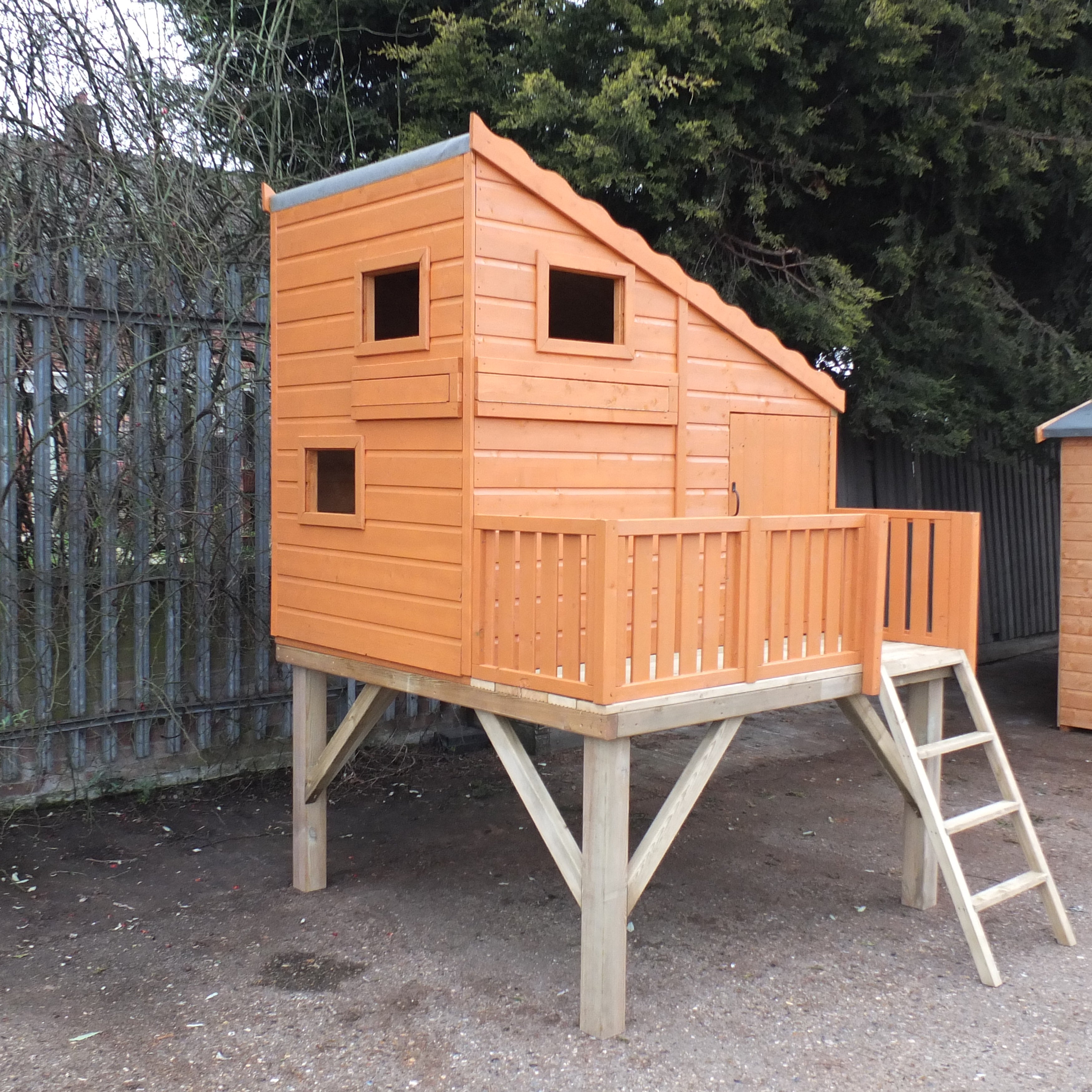 Shire Command Post with Platform Playhouse + Slide 6x4