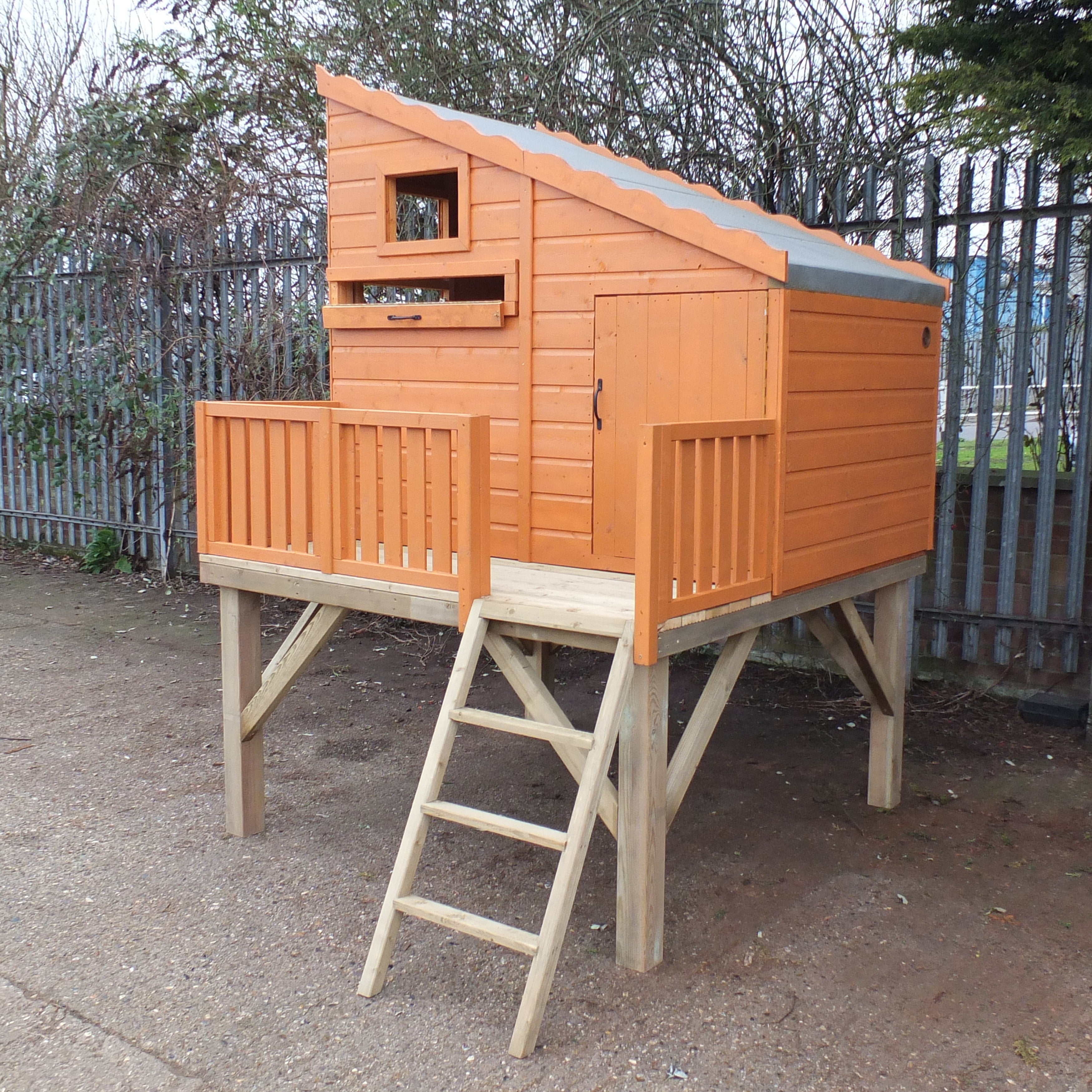 Shire Command Post with Platform Playhouse + Slide 6x4