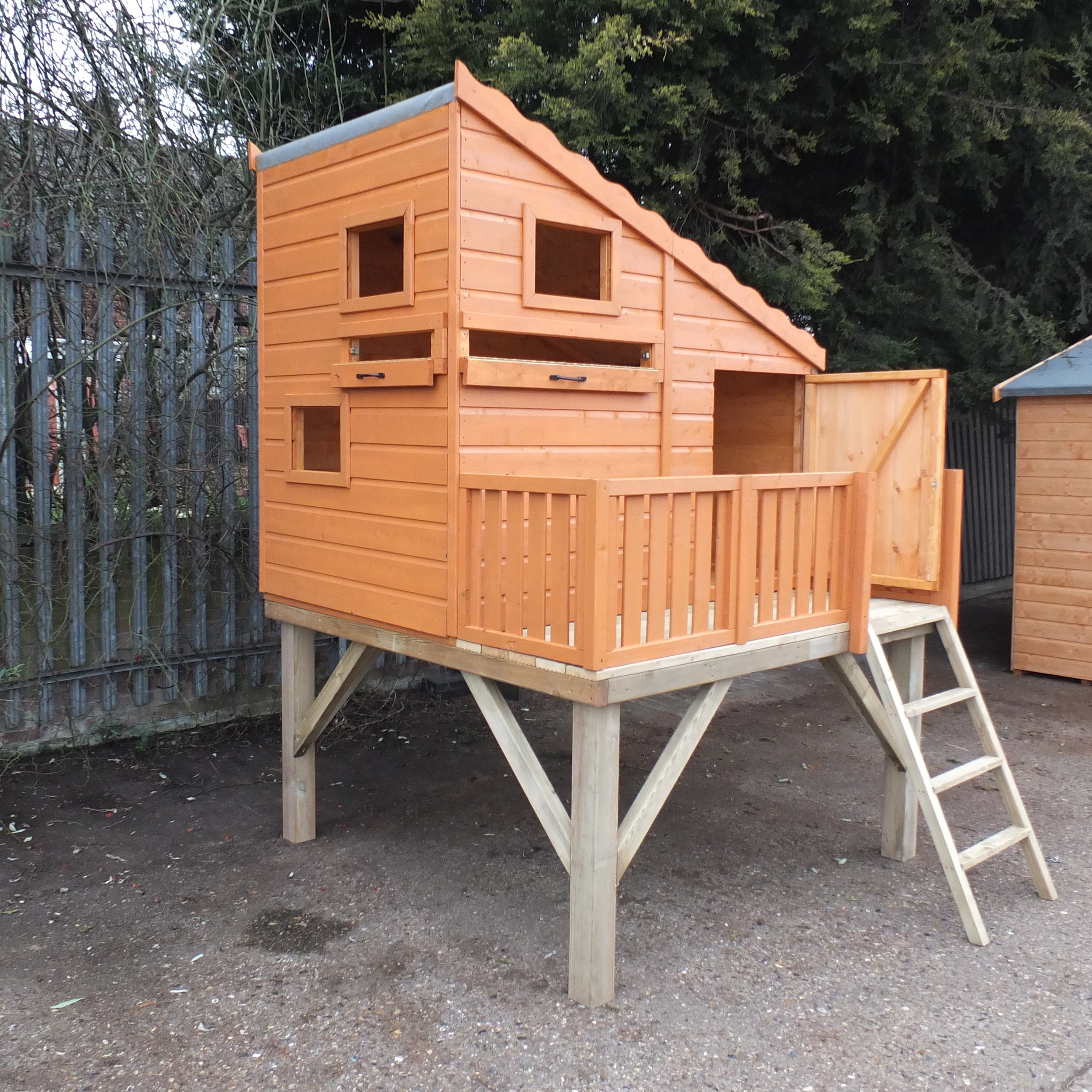 Shire Command Post with Platform Playhouse + Slide 6x4