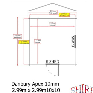 Shire Danbury 19mm Log Cabin 10x10