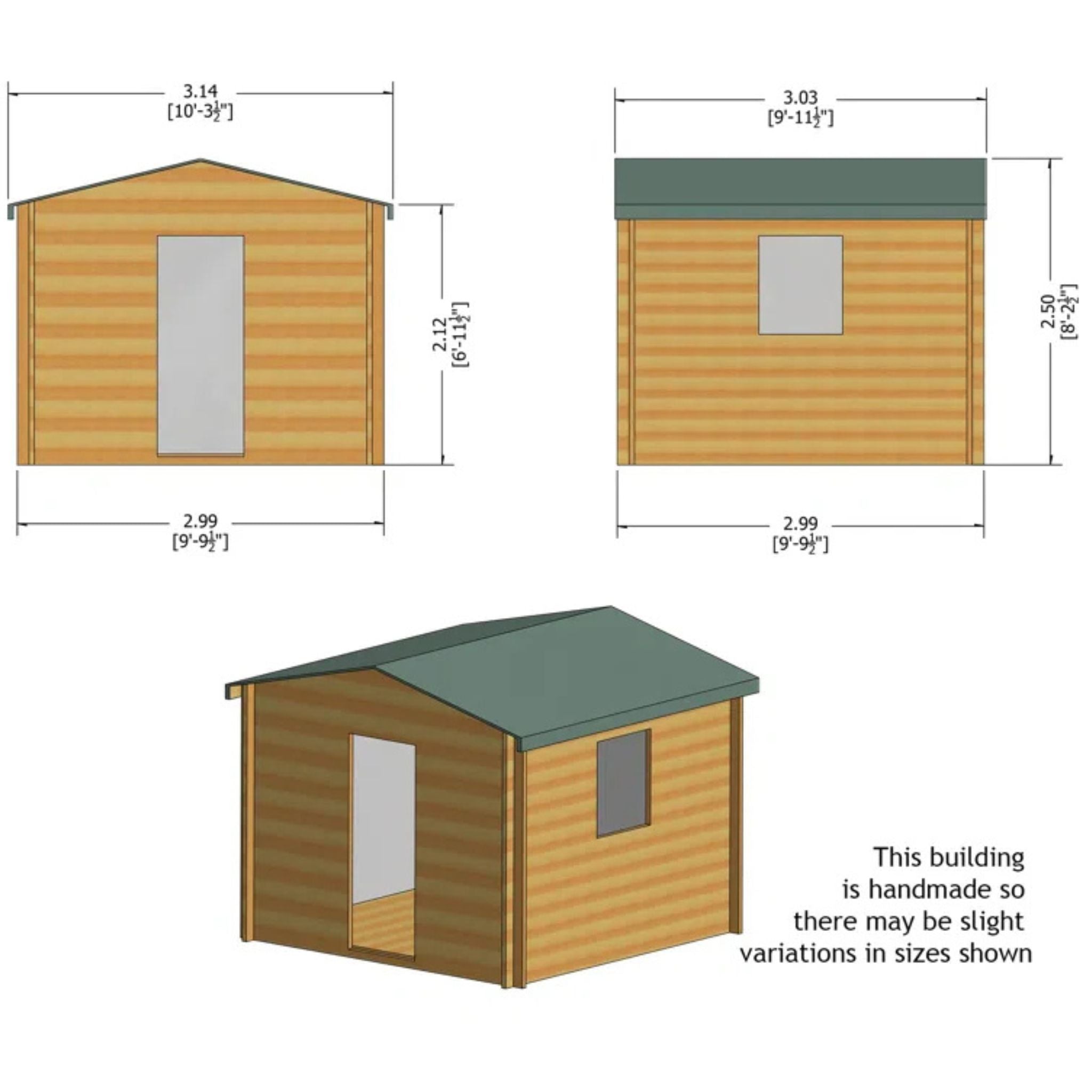 Shire Danbury 19mm Log Cabin 10x10