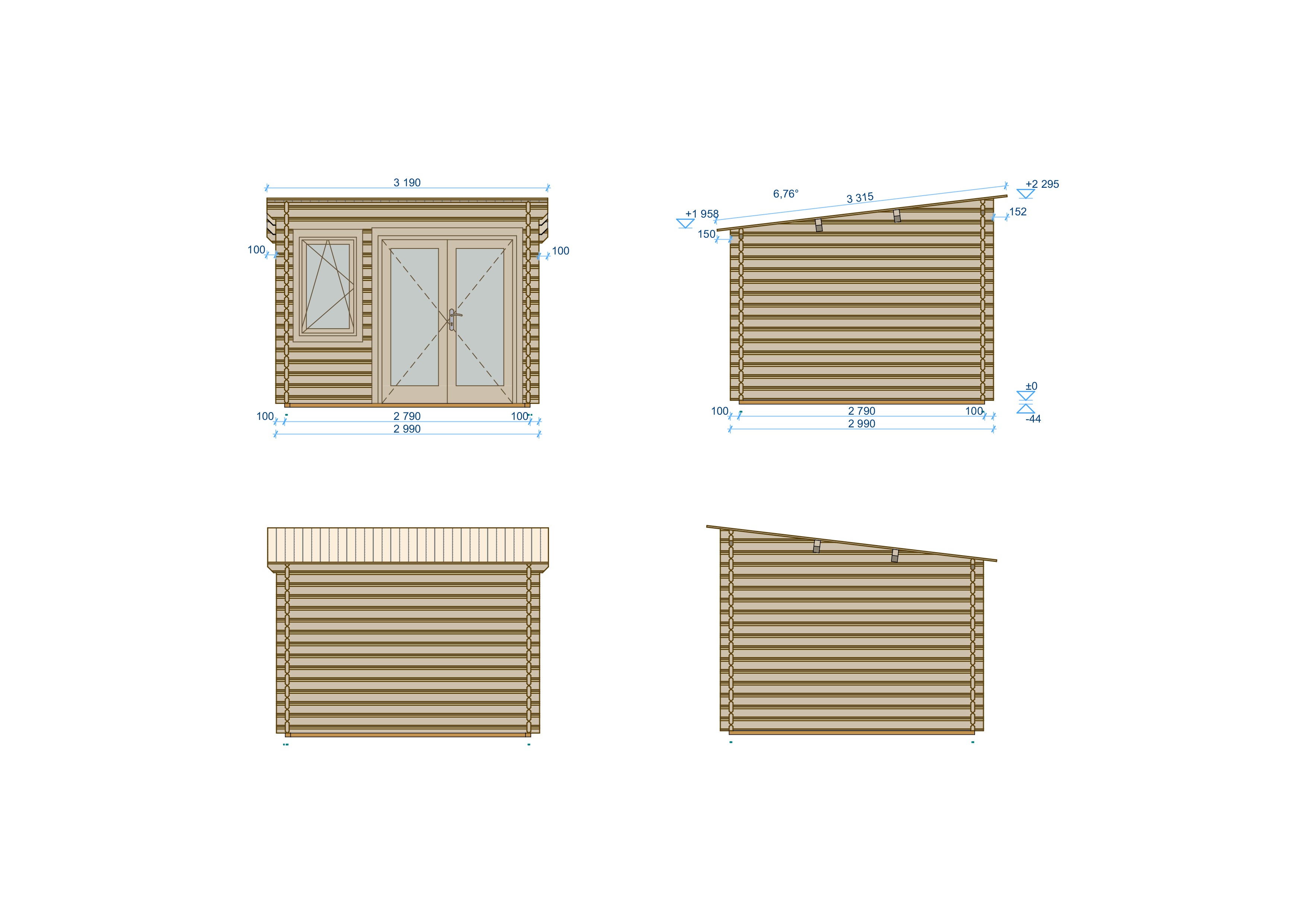 Shire Elm 44mm Log Cabin 10x10