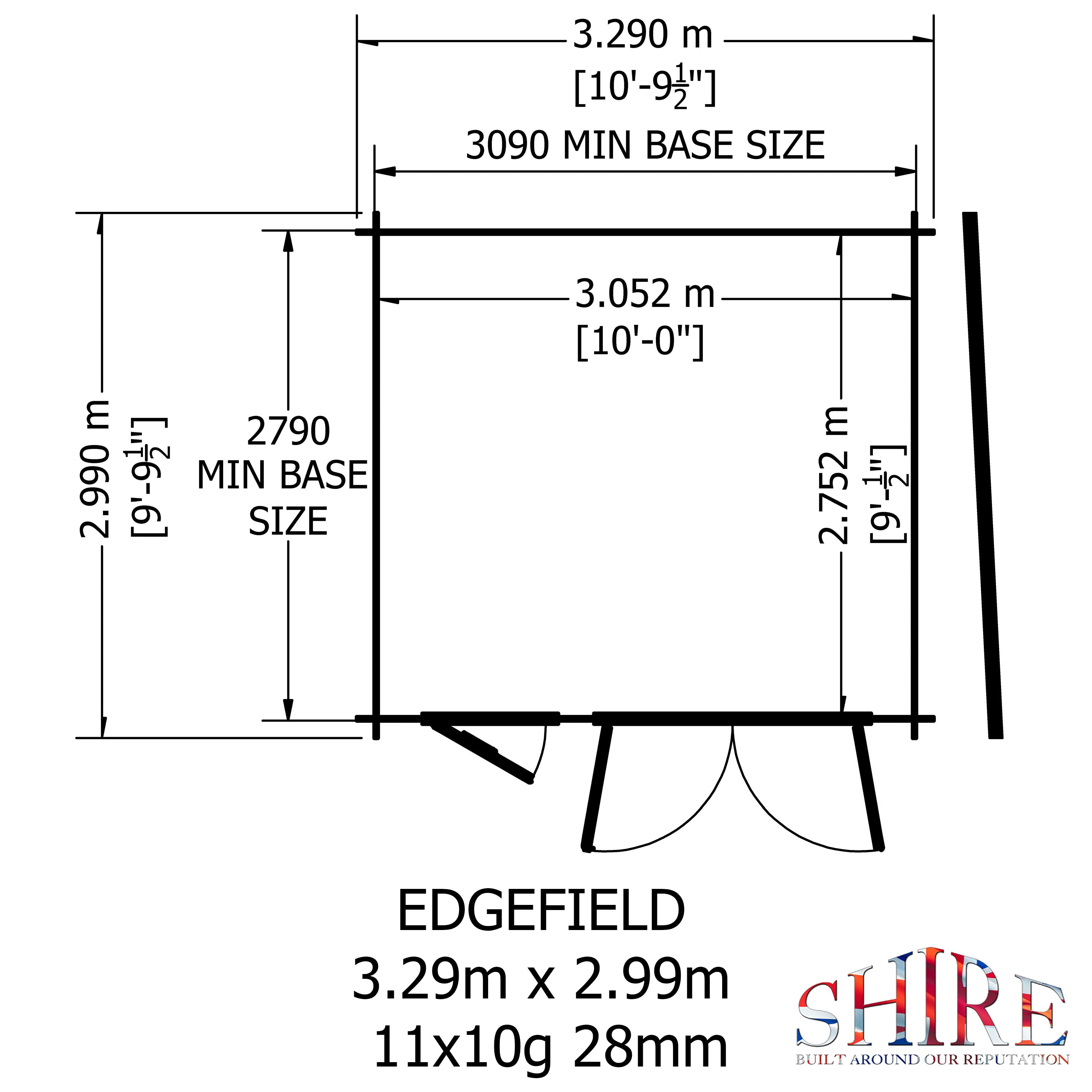Shire Edgefield 19mm Log Cabin 11x10