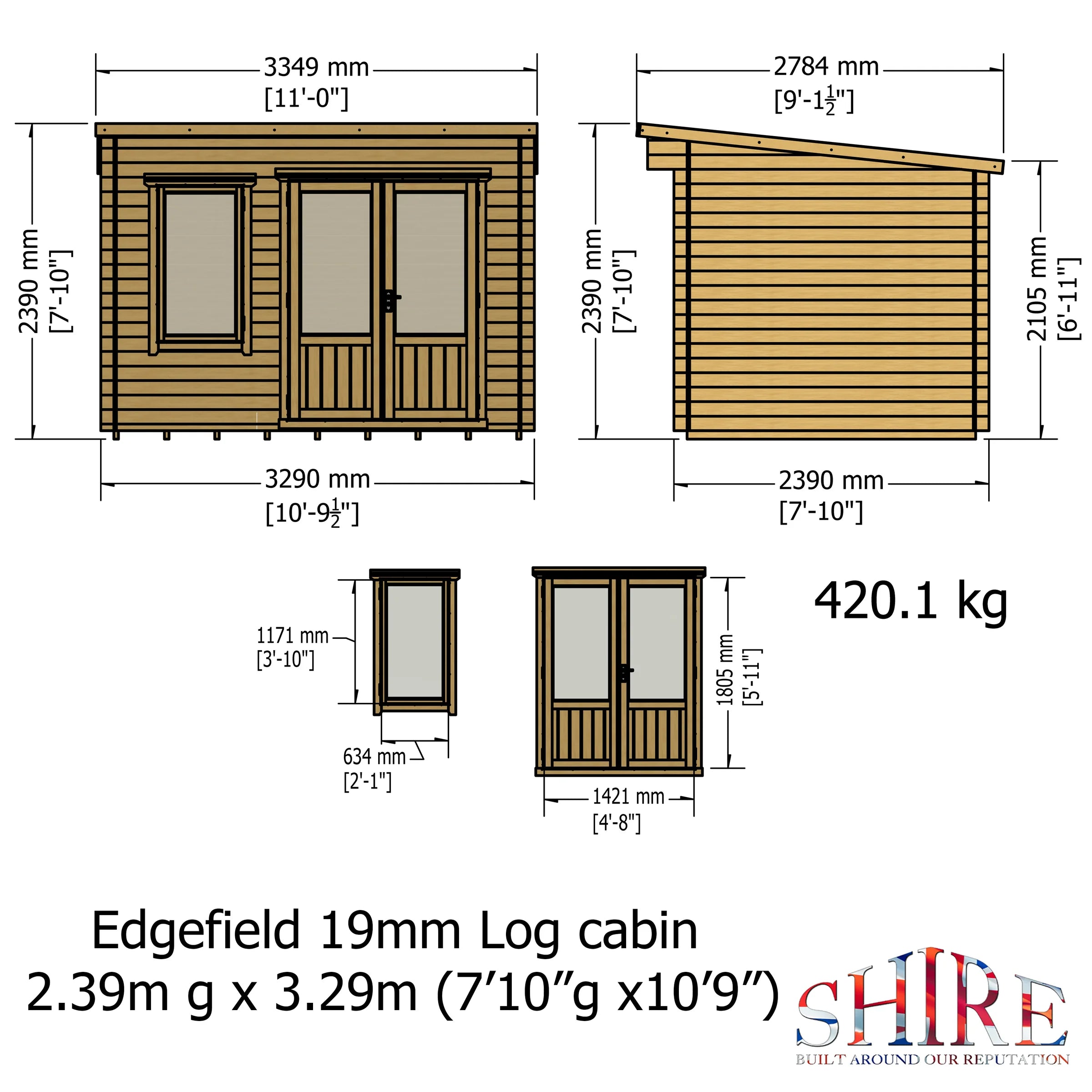 Shire Edgefield 19mm Log Cabin 11x8