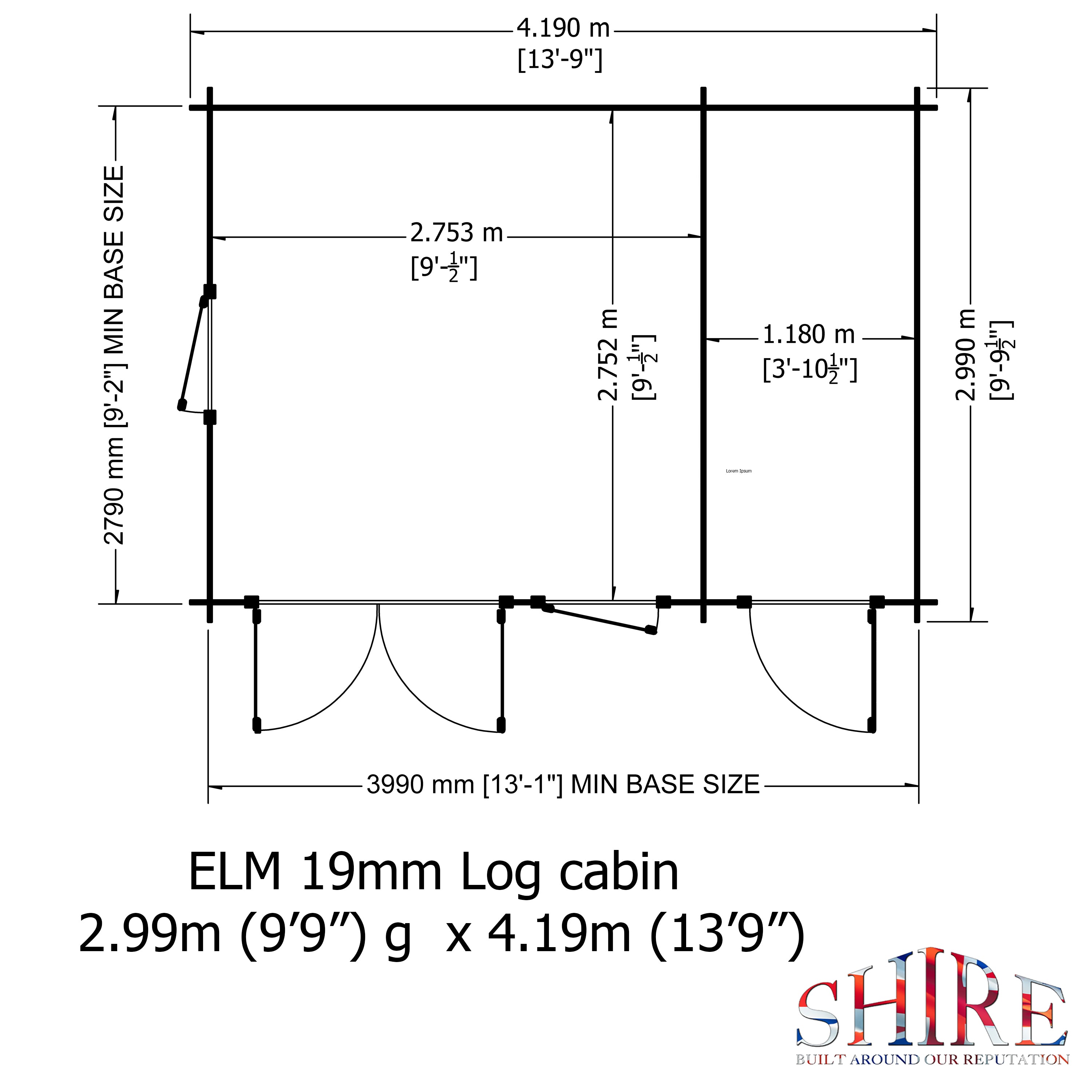 Shire Elm 19mm Log Cabin 10x14