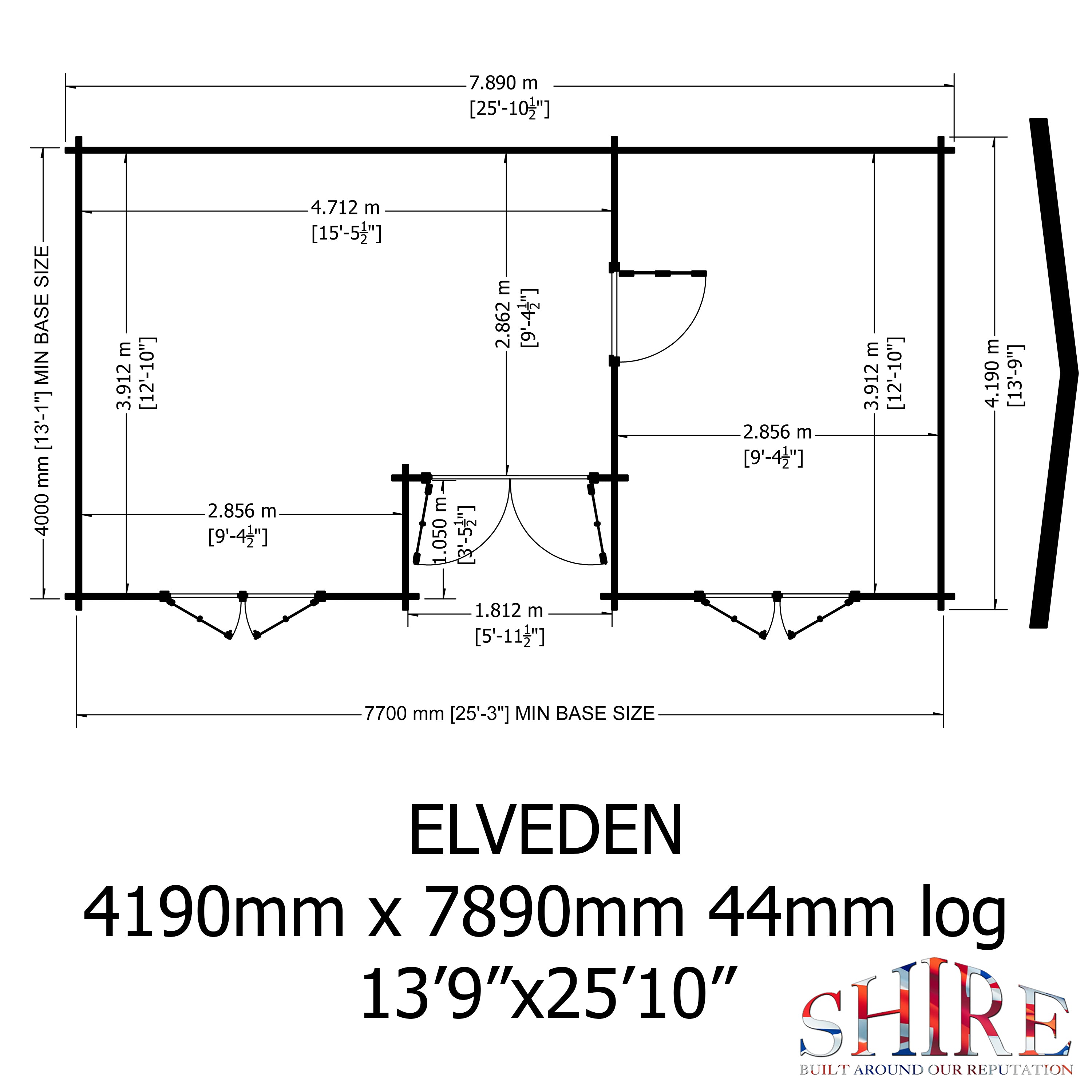 Shire Elveden 44mm Log Cabin 14x26