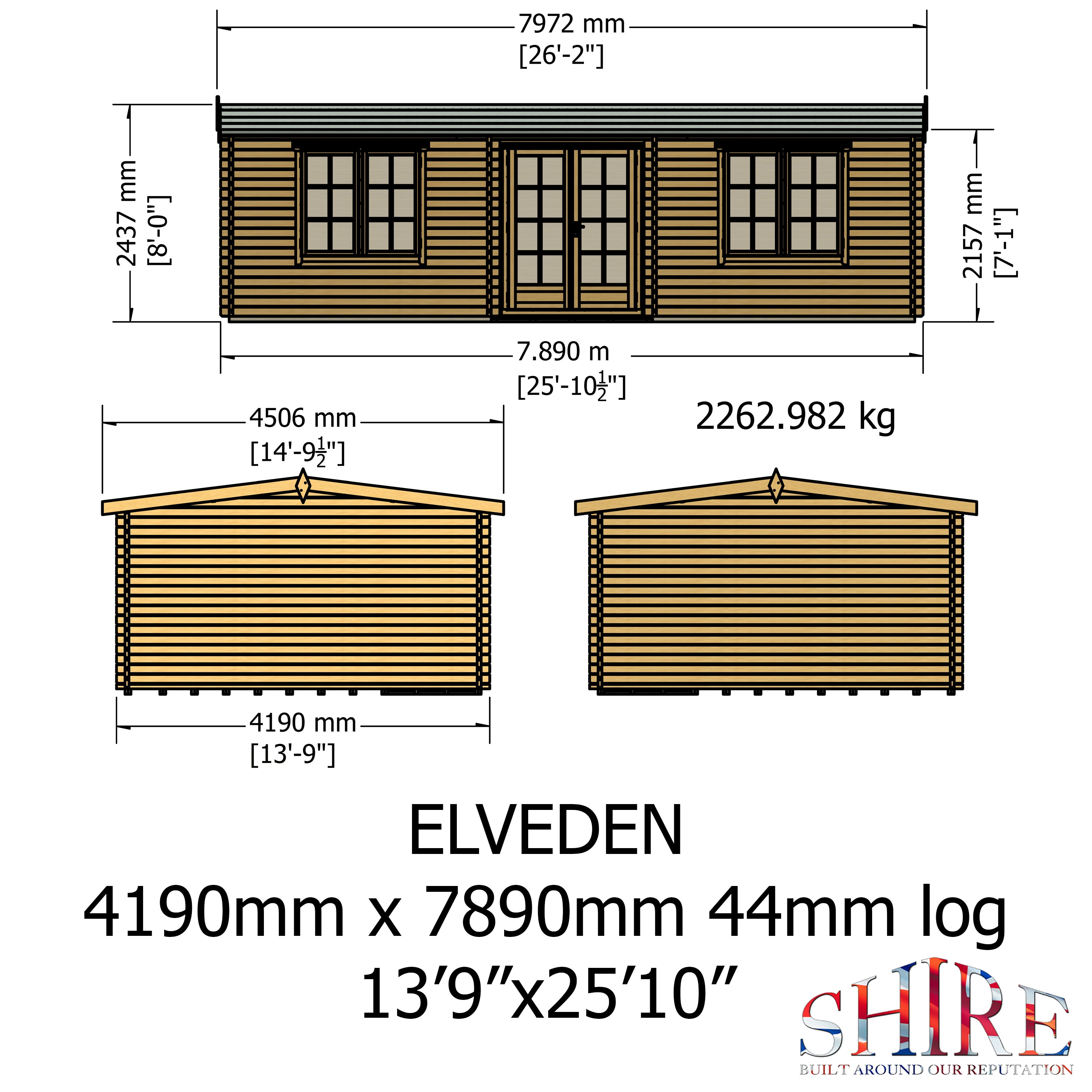 Shire Elveden 44mm Log Cabin 14x26