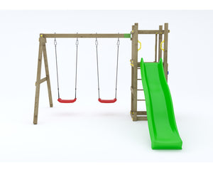 Shire Rumble Ridge Rock Wall Climbing Frame with Double Swing