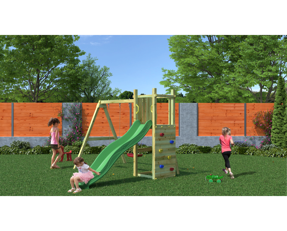 Shire Rumble Ridge Rock Wall Climbing Frame with Double Swing