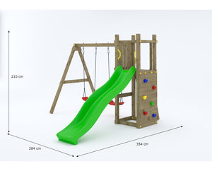 Shire Rumble Ridge Rock Wall Climbing Frame with Double Swing