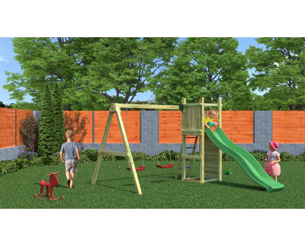 Shire Rumble Ridge Rock Wall Climbing Frame with Double Swing