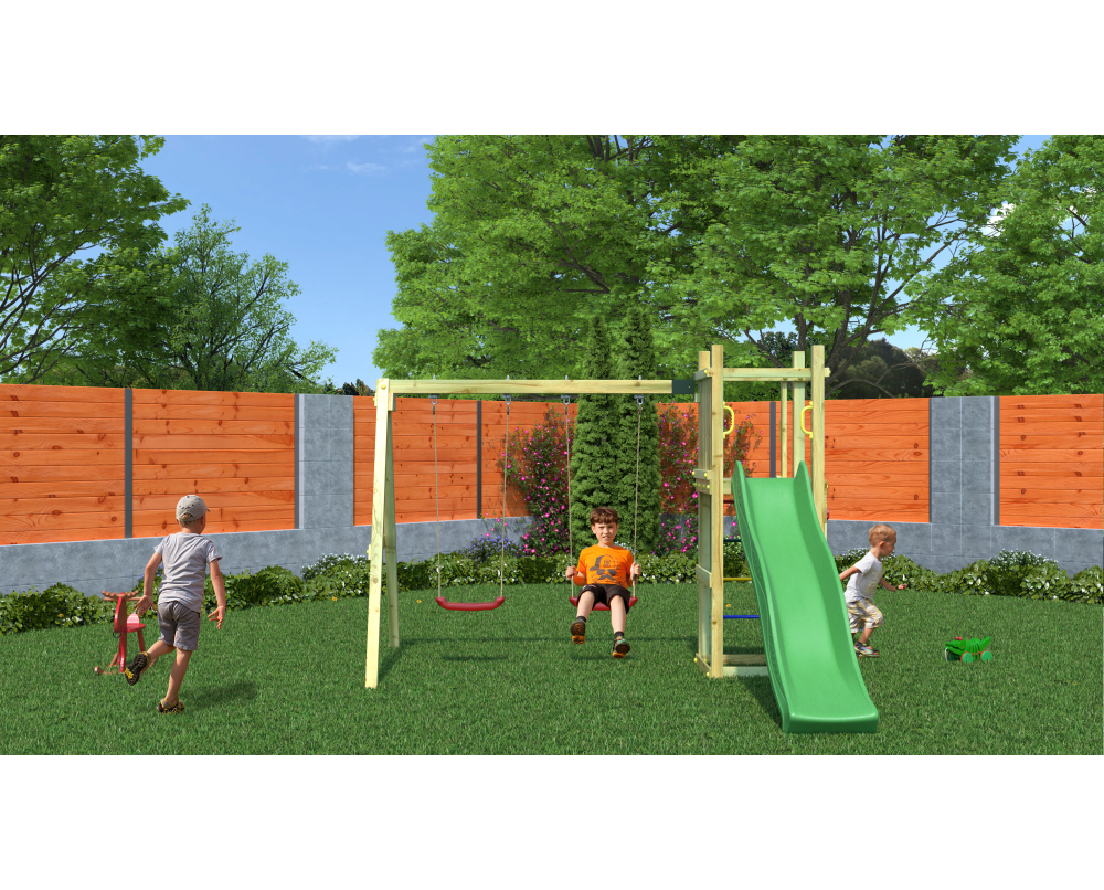 Shire Rumble Ridge Rock Wall Climbing Frame with Double Swing