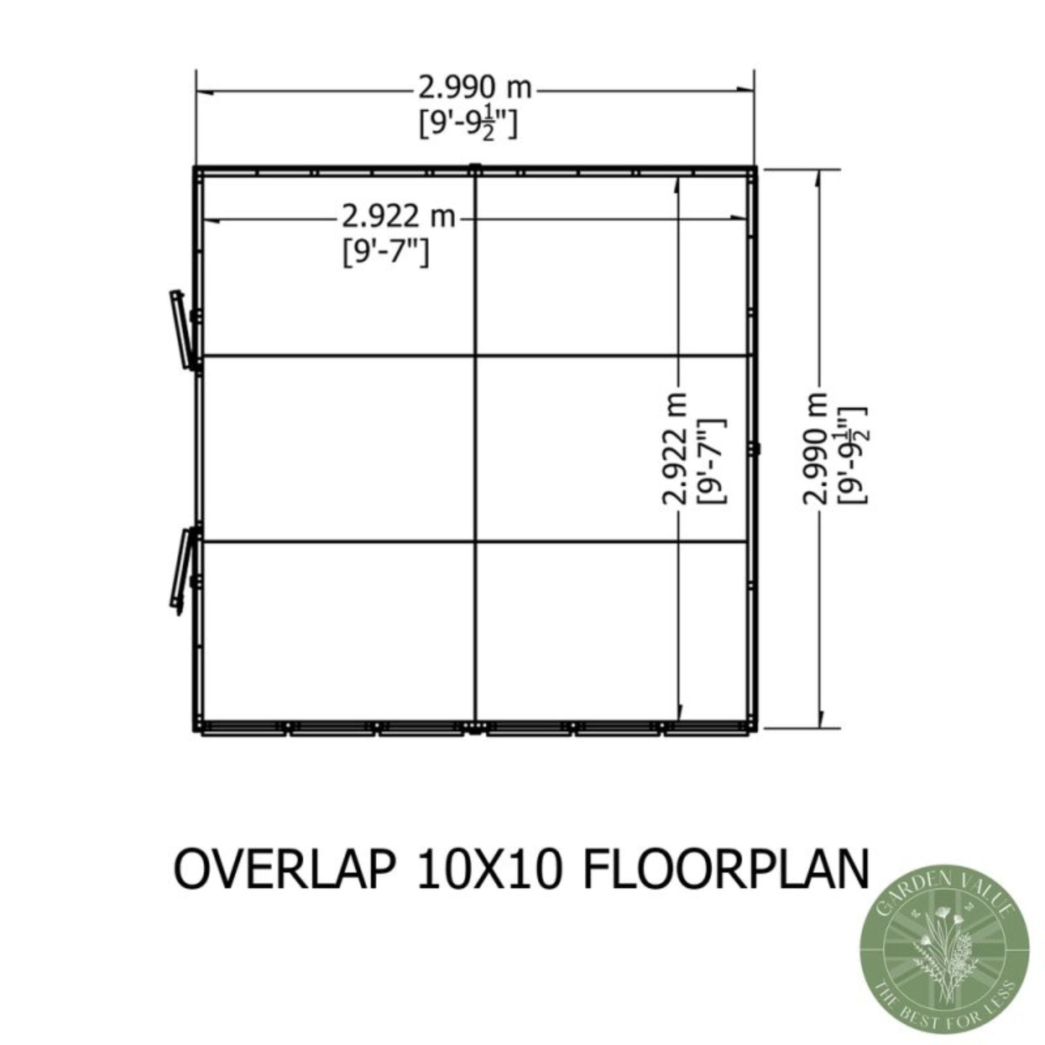 Shire Garden Value Overlap 10 x 10 Apex Shed (With or Without Windows) - Garden Life Stores