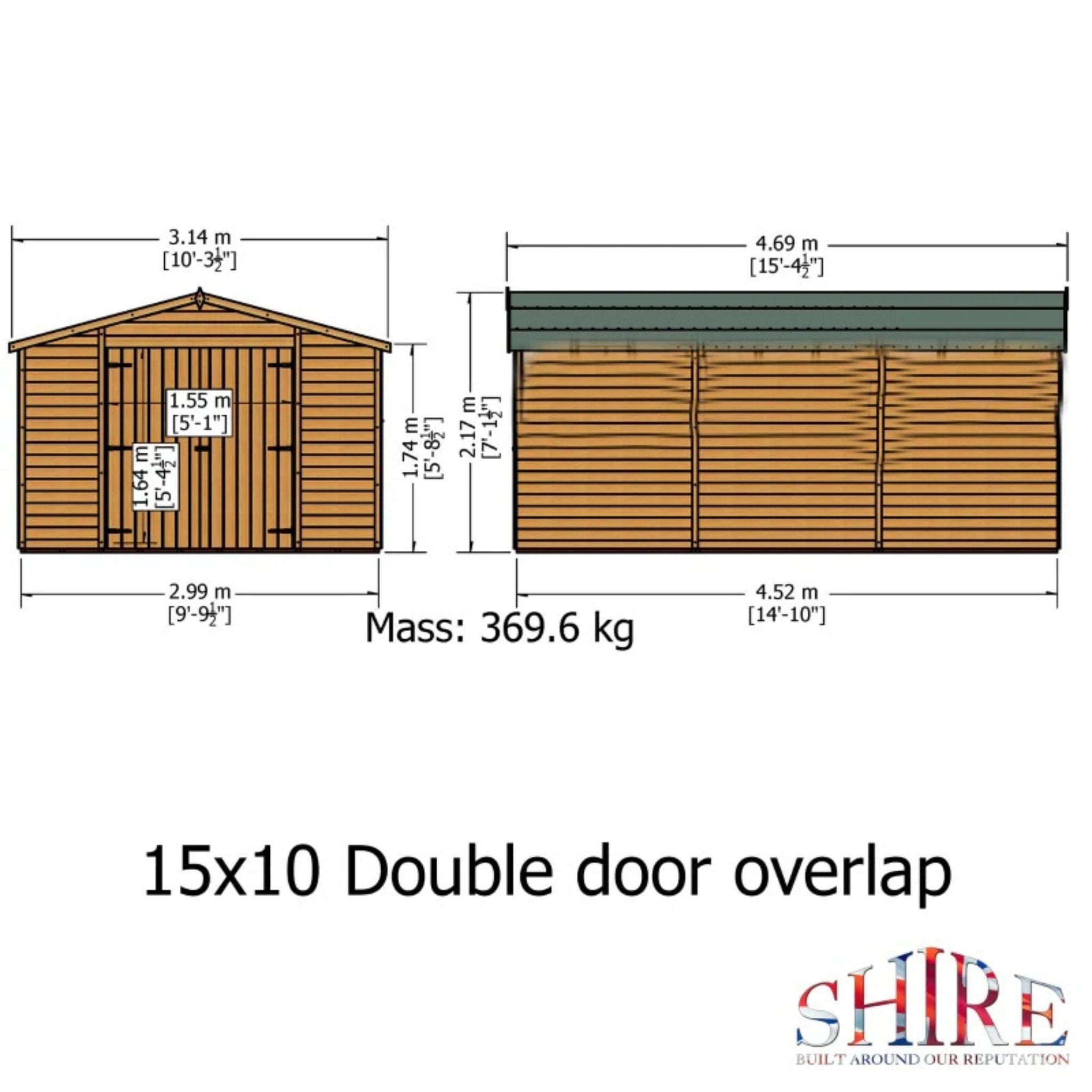 Shire Garden Value Overlap 10 x 15 Apex Shed (With or Without Windows) - Garden Life Stores