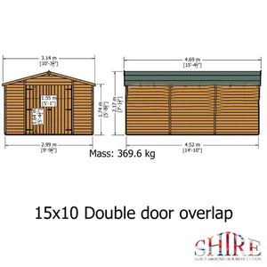 Shire Garden Value Overlap 10 x 15 Apex Shed (With or Without Windows) - Garden Life Stores