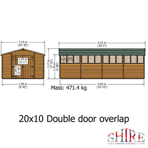 Shire Garden Value Overlap 10 x 20 Apex Shed (With or Without Windows) - Garden Life Stores