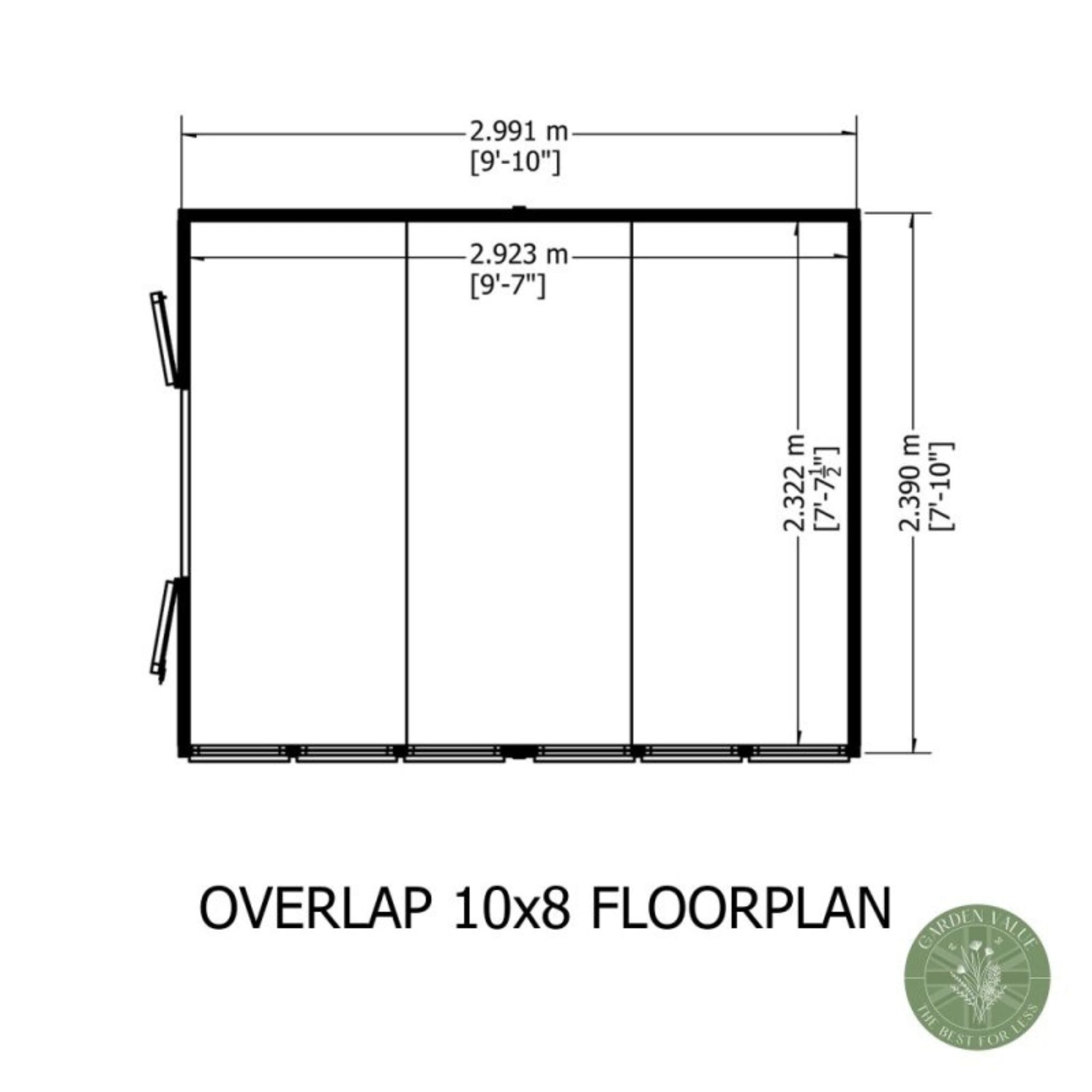 Shire Garden Value Overlap 10 x 8 Apex Shed (With or Without Windows) - Garden Life Stores