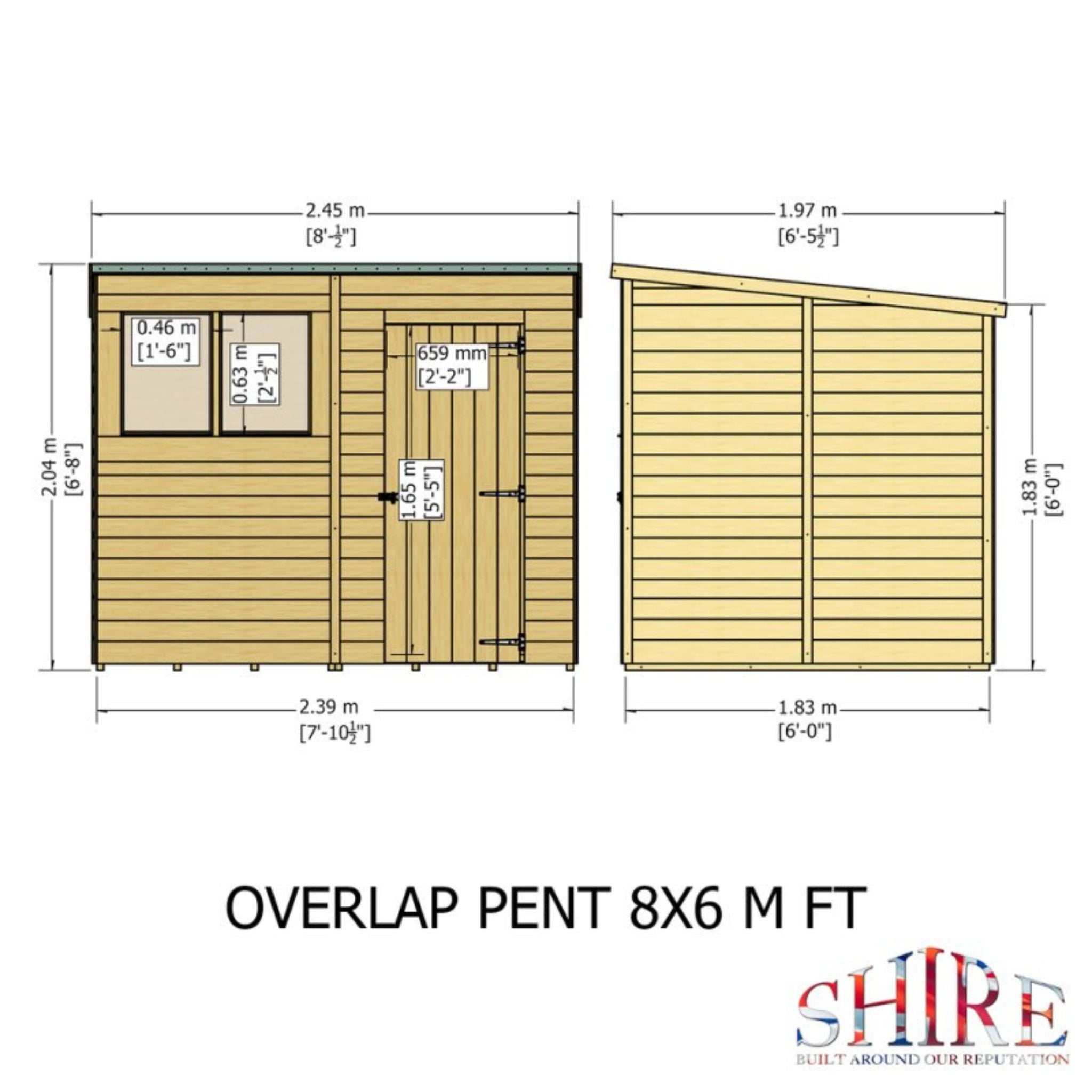 Shire Garden Value Overlap 8 x 6 Pent Shed - Garden Life Stores