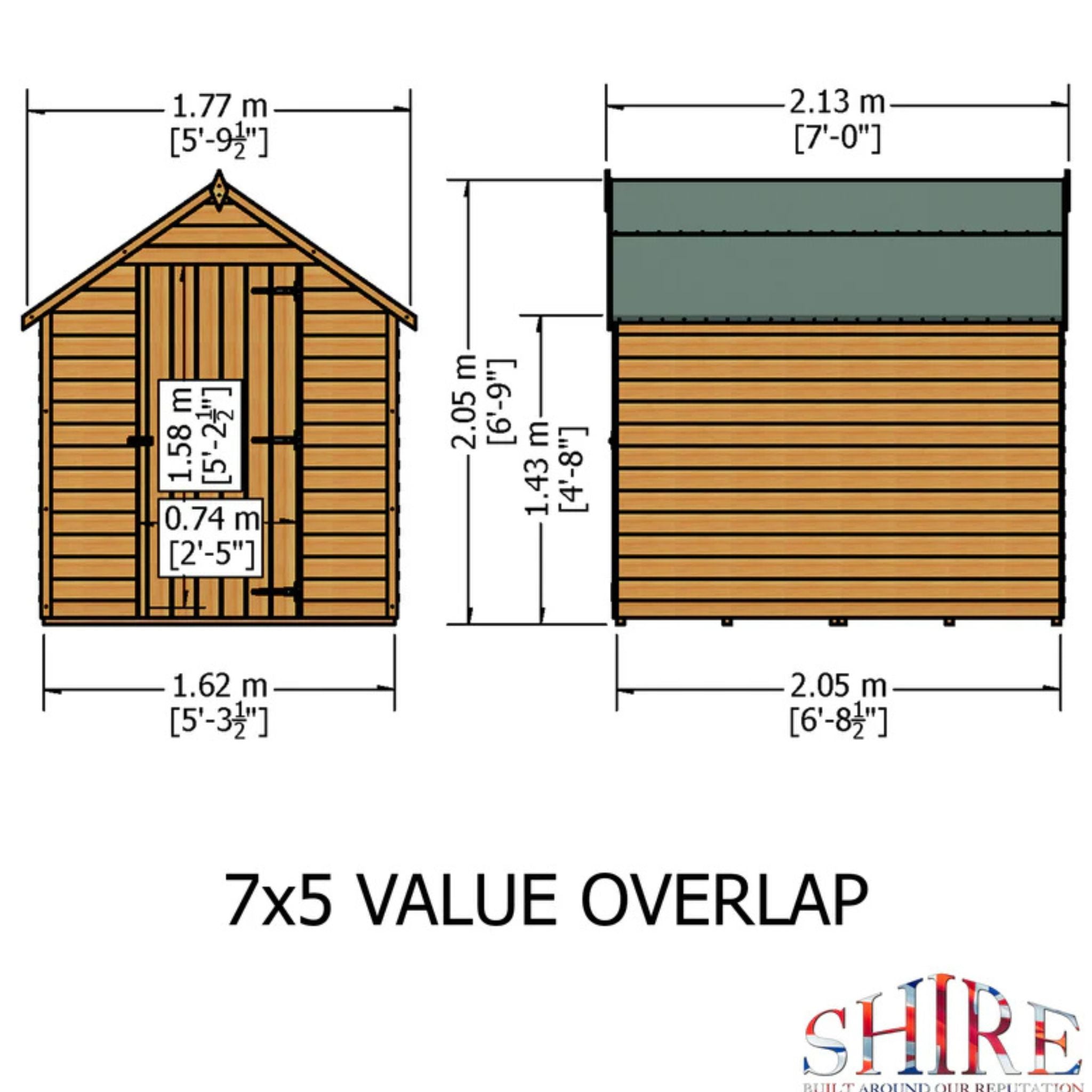 Shire Garden Value Overlap 7 x 5 Shed With or Without Window - Garden Life Stores - Garden Life Stores. 