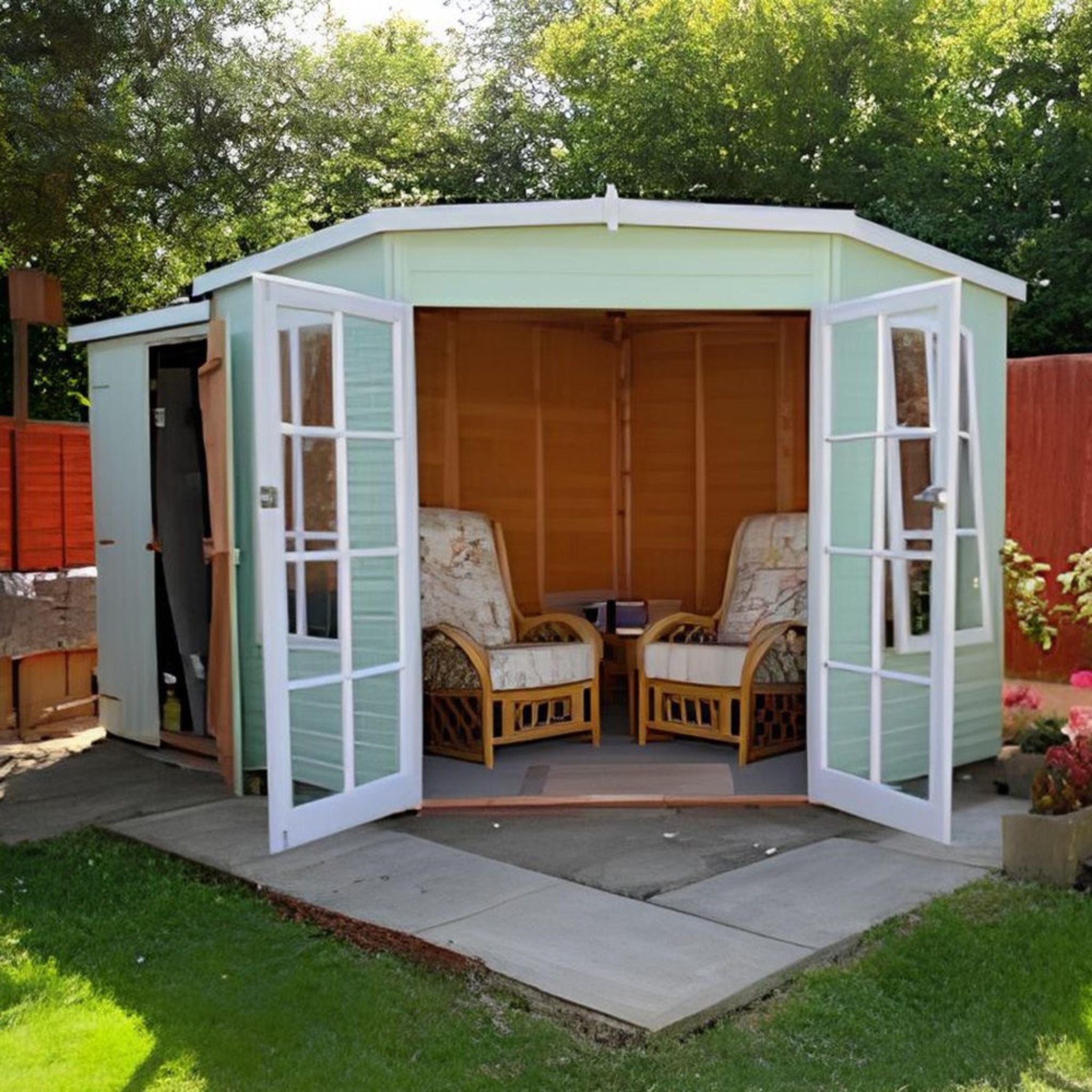 Shire Hampton 8x12 Summerhouse with Side Shed – Stylish & Practical Garden Retreat | Garden Life Stores