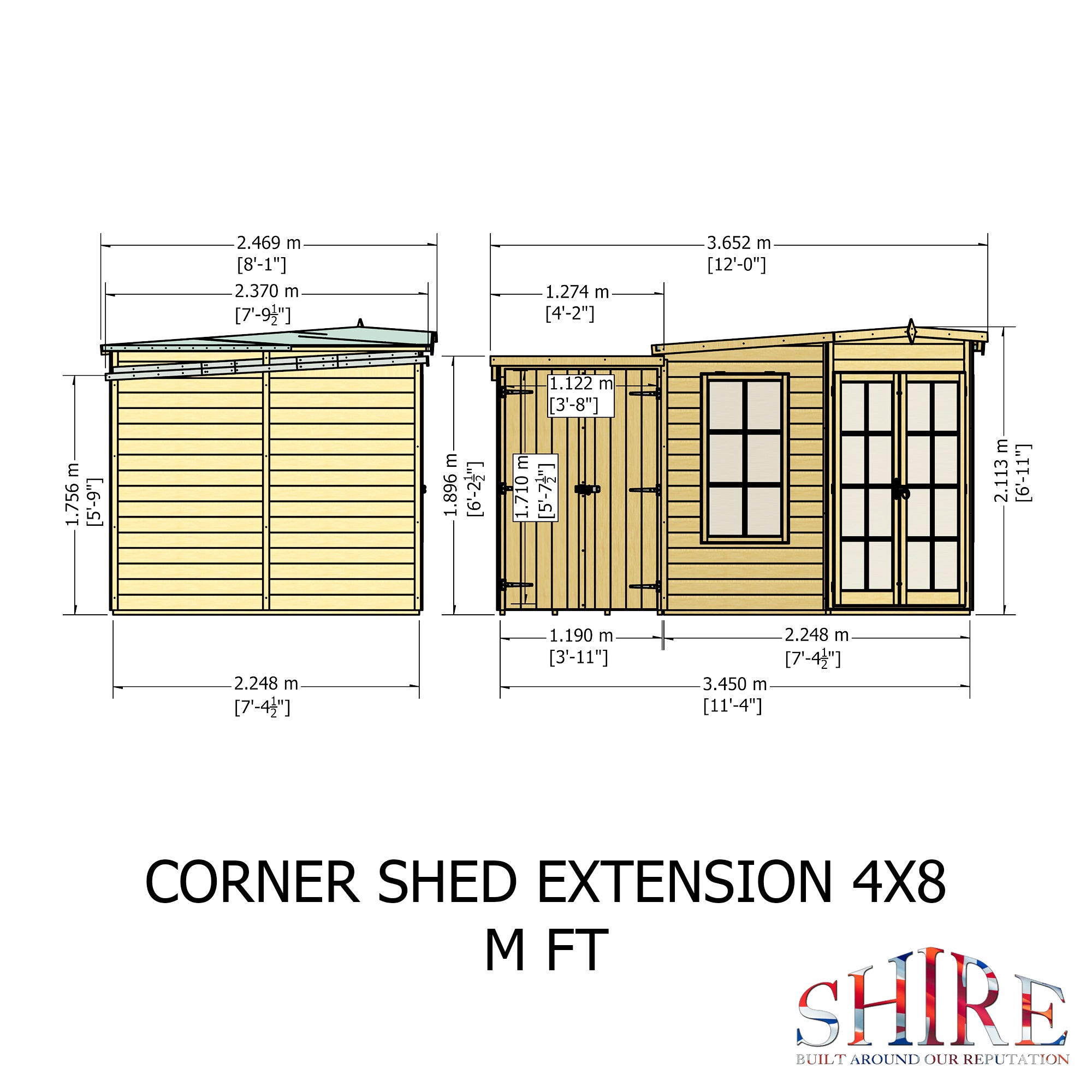 Shire Hampton Summerhouse with Side Shed 8x12