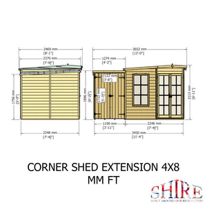 Shire Hampton Summerhouse with Side Shed 8x12