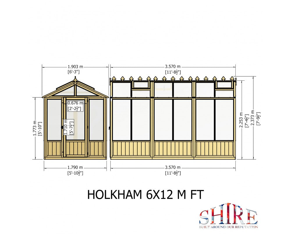 Shire Holkham Wooden Greenhouse 12x6