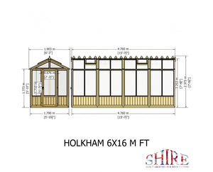 Shire Holkham Wooden Greenhouse 16x6