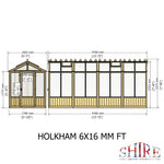 Shire Holkham Wooden Greenhouse 16x6