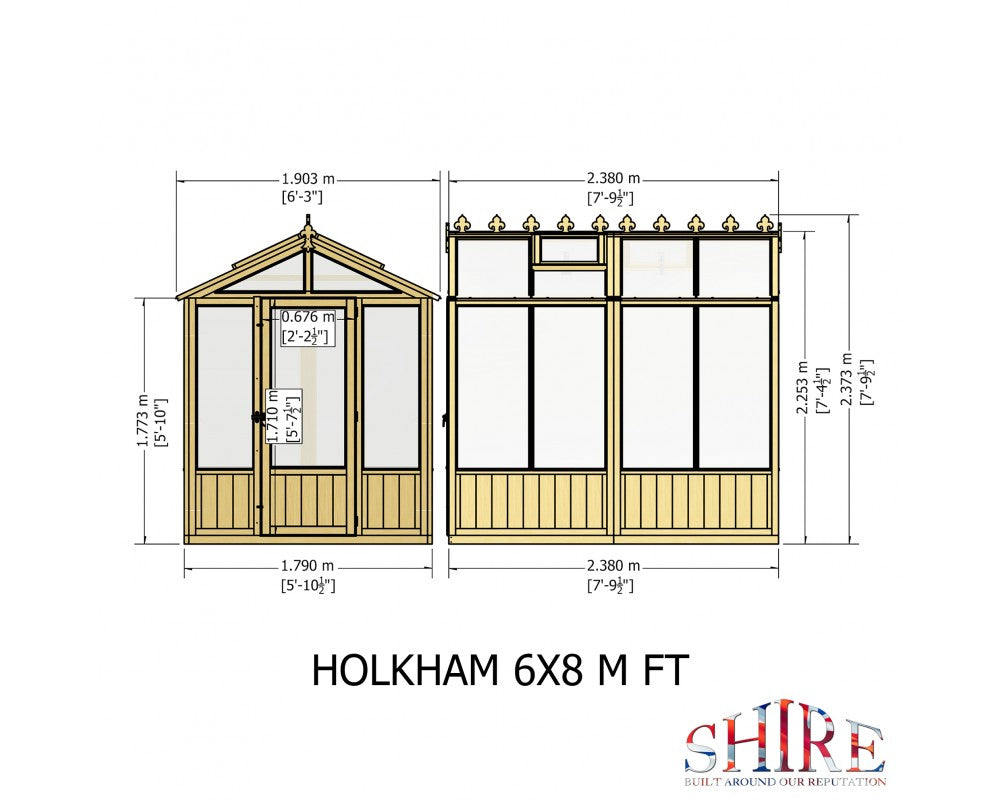 Shire Holkham Wooden Greenhouse 8x6