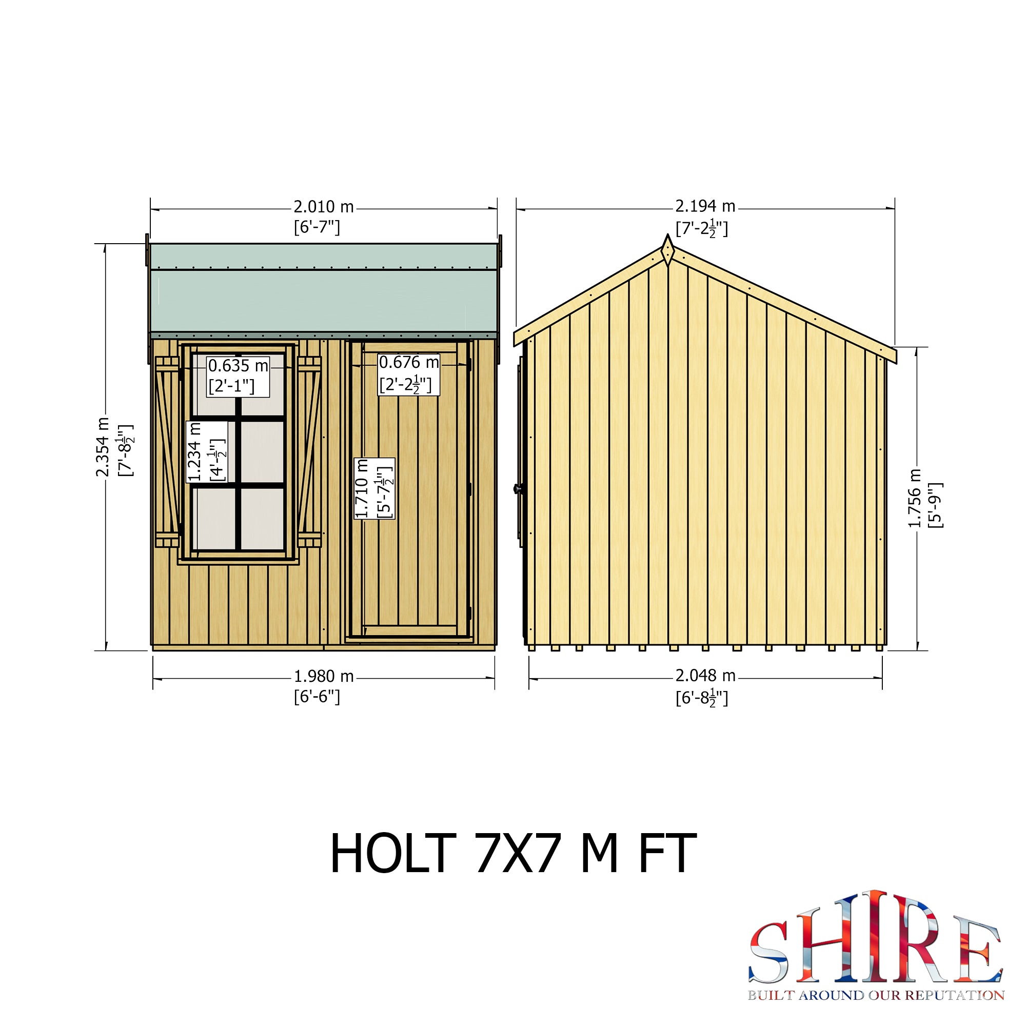 Shire Pressure Treated Holt Apex Garden Shed 7x7