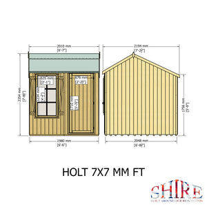 Shire Pressure Treated Holt Apex Garden Shed 7x7