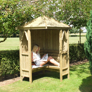 Shire Pressure Treated Honeysuckle Corner Arbour - Garden Retreat - Garden Life Stores. 