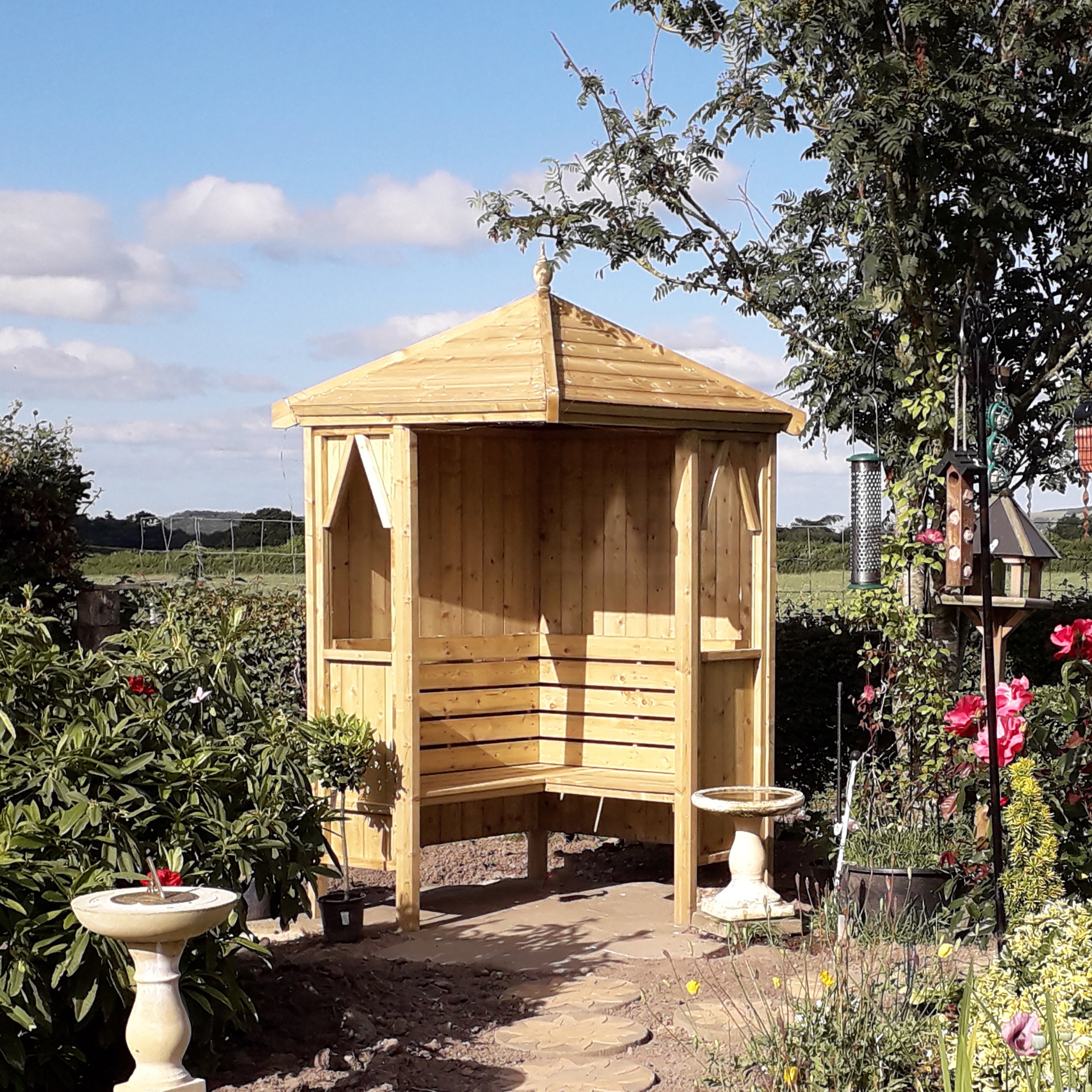 Shire Pressure Treated Honeysuckle Corner Arbour - Garden Retreat - Garden Life Stores. 