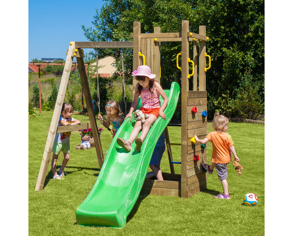 Shire Rumble Ridge Rock Wall Climbing Frame with Single Swing