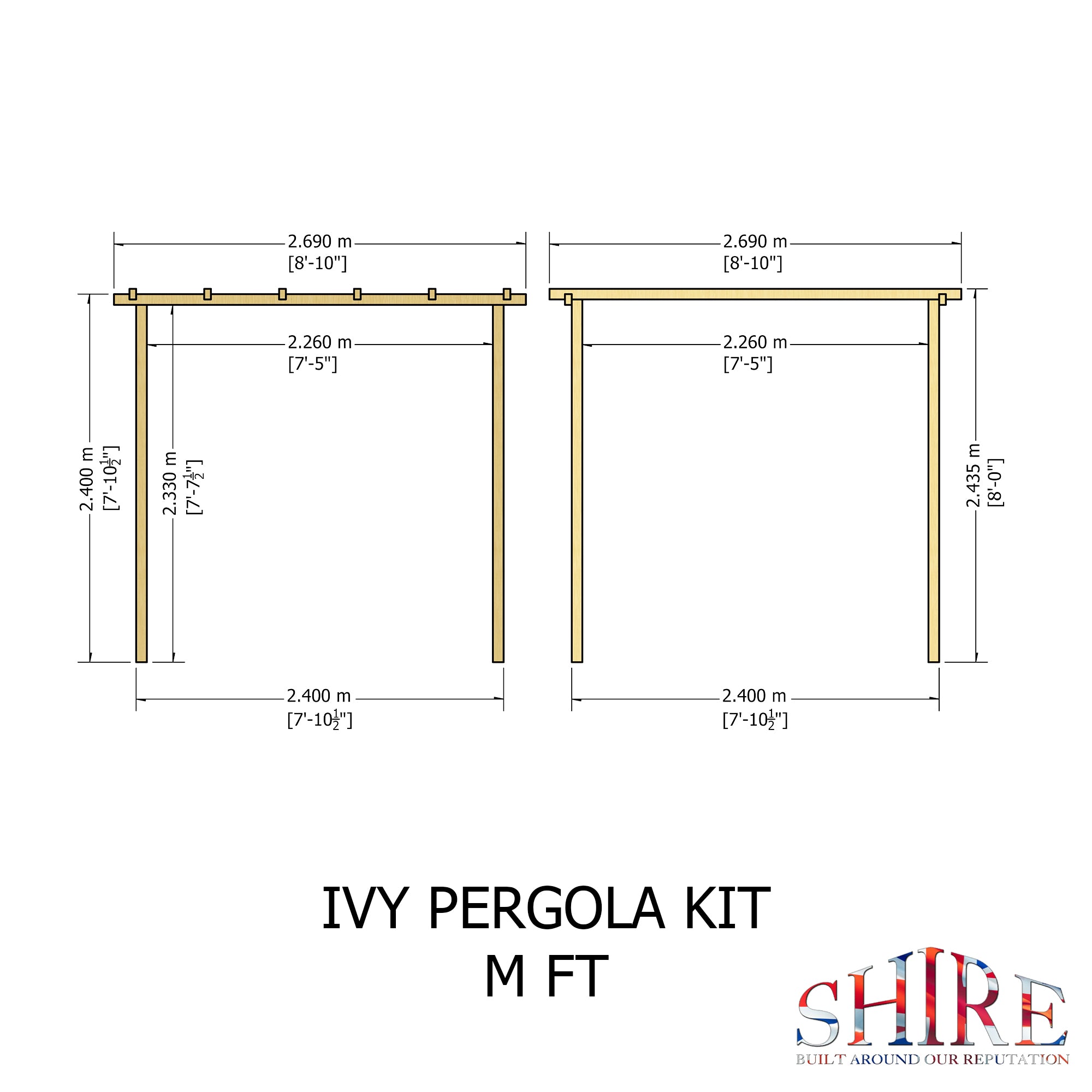 Shire Ivy Pergola Kit with Decking 8x8 - Pressure Treated