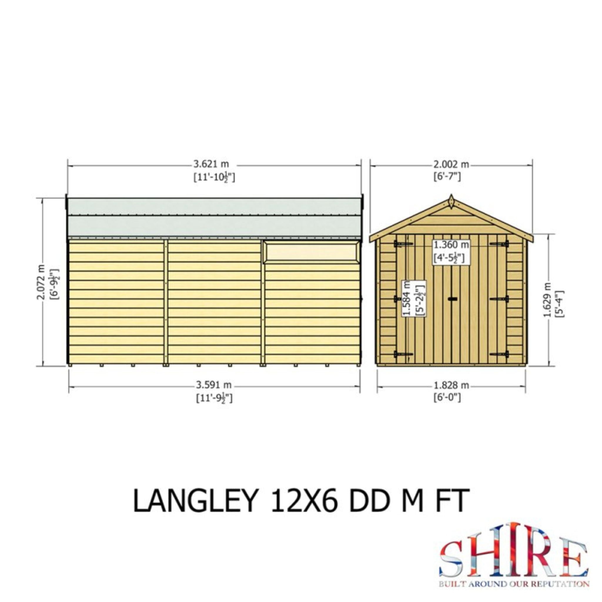 Shire Langley 12x6 Security Shiplap Apex Shed – Double Door | Garden Life Stores