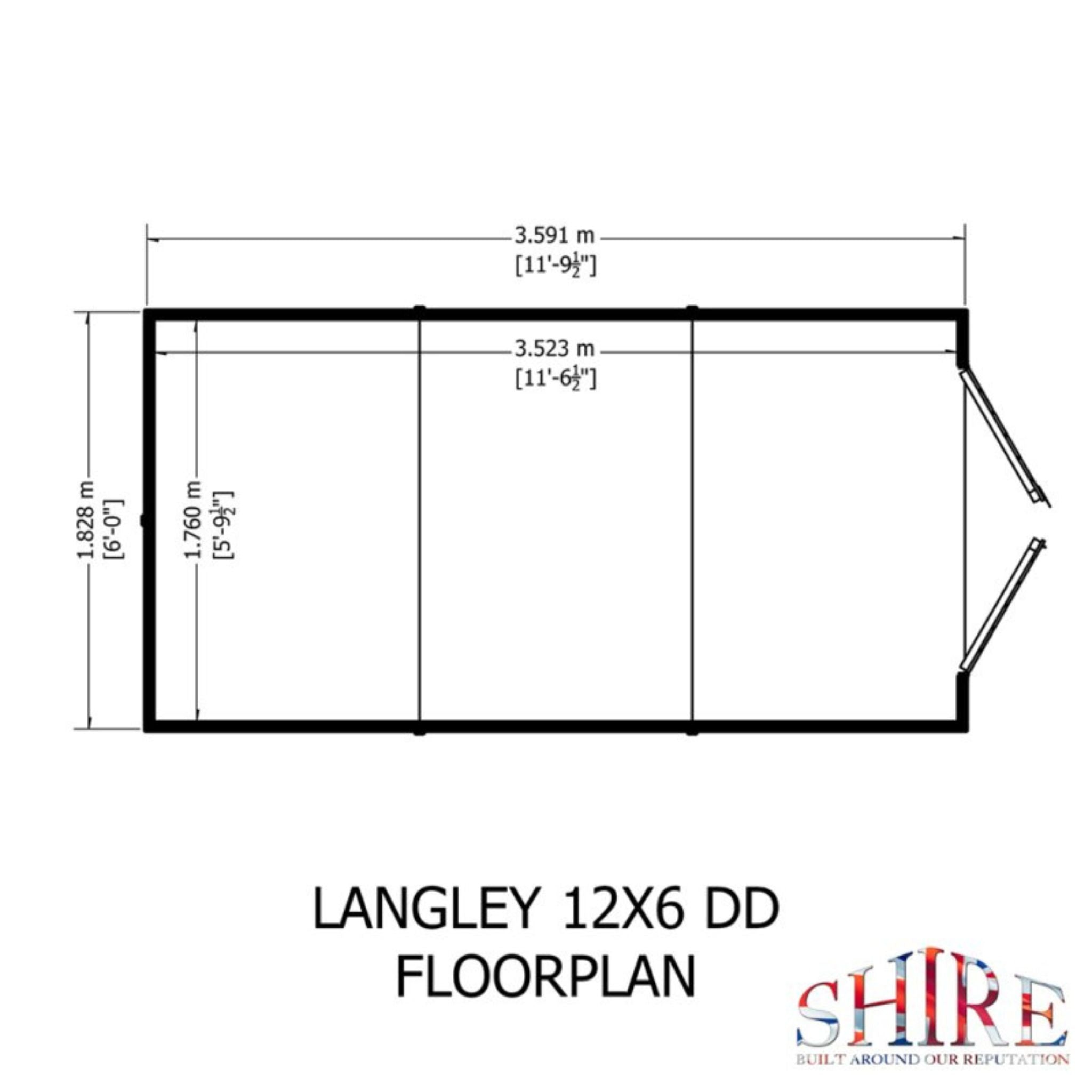 Shire Langley 12x6 Security Shiplap Apex Shed – Double Door | Garden Life Stores