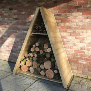 Shire Large Triangular Log Store – T&G Pressure-Treated Firewood Storage | Garden Life Stores