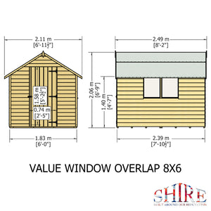 Shire Overlap Dipped Apex Wooden Garden Shed with Window 8x6 - Garden Life Stores. 