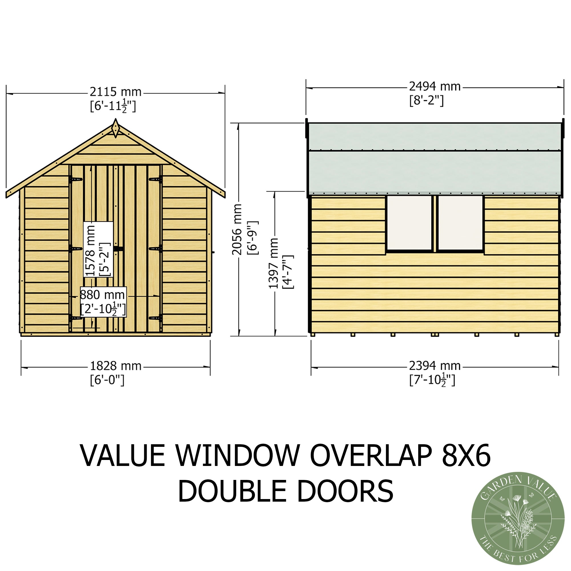 Shire Garden Value Overlap 8 x 6 Double Door Shed with or wihout Window - Garden Life Stores - Garden Life Stores. 
